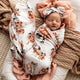 Rosebud Baby Snuggle Hunny Jersey Wrap & Topknot Set