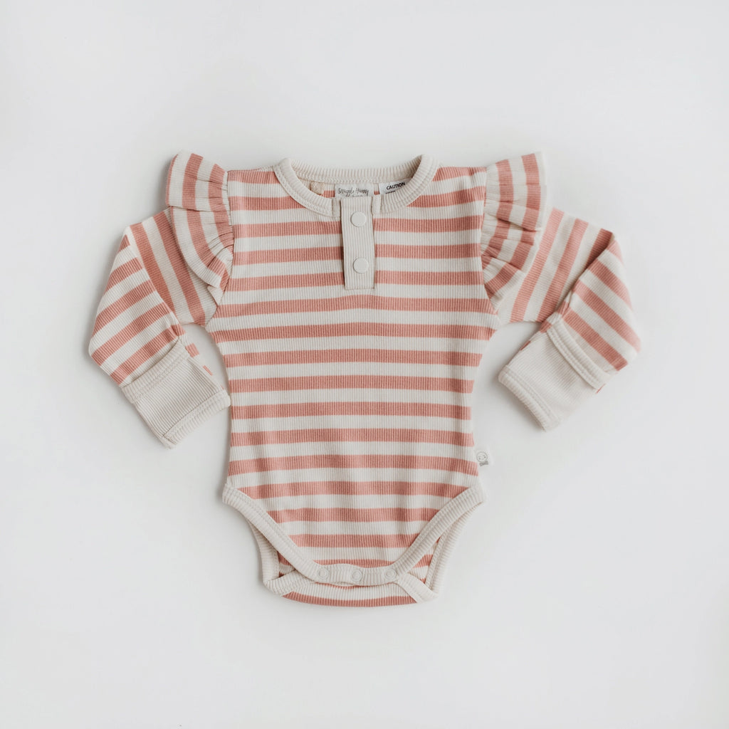 Snuggle Hunny Rose Stripe Long Sleeve Bodysuit Success - 2