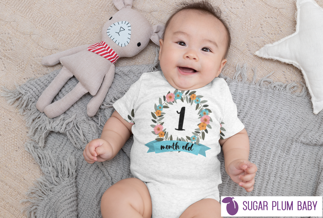 Personalised Baby Onesie- Floral – Sugar Plum Baby